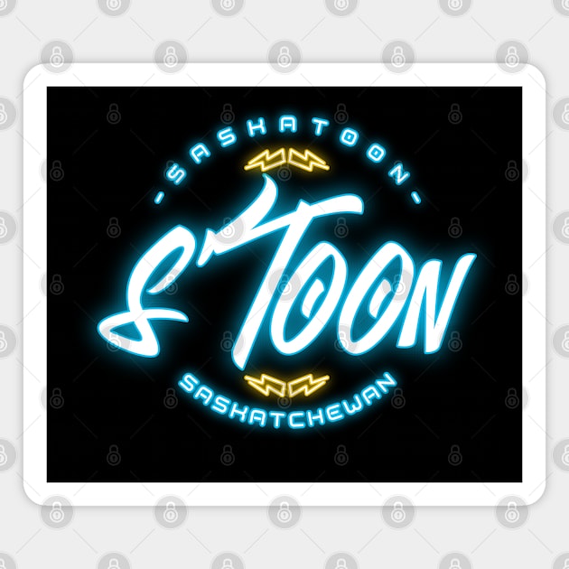 Neon Glow Stoon: Saskatoon Saskatchewan Nightlife Magnet by Stooned in Stoon